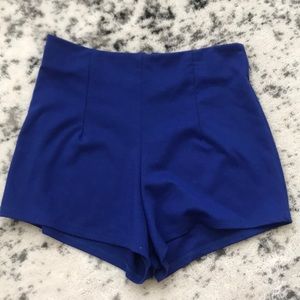 High waisted blue shorts